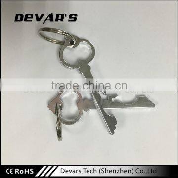 Wholesale high quality metal key shaped keychains for bottle opening