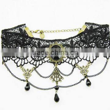 Gothic Acrylic Excellent Beads Lace Collar Victorian Choker Necklace Pendant photo-6