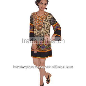 Satin Polyester Printed Tunics Western Asymmetric Arabic Indo Western Tunics & blouses Tops