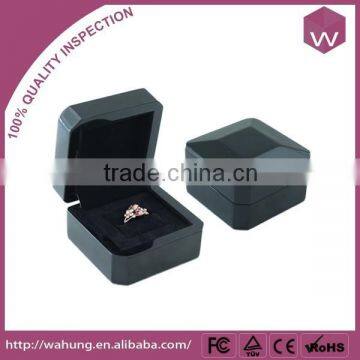 Black High Glossy Wooden Ring Gift Box With Black Velvet Foam WH-3023