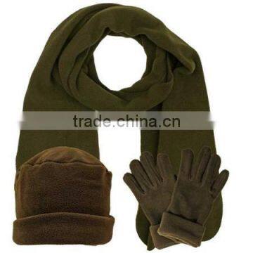Brown 3 Piece Polar Fleece Hat Scarf & Glove Matching Set photo-2