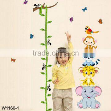 Vines, cute animals Kids height measuring Wall Stickers Boy Girl Growth Chart