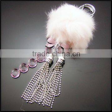 Factory price pretty desing bow tie shape fluffy ball carabiner keychain