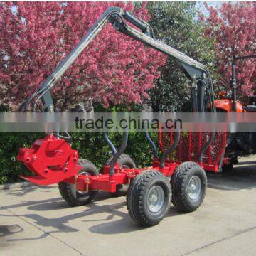 High quality ZM1002 1 ton ATV Log loading trailer with crane for sale
