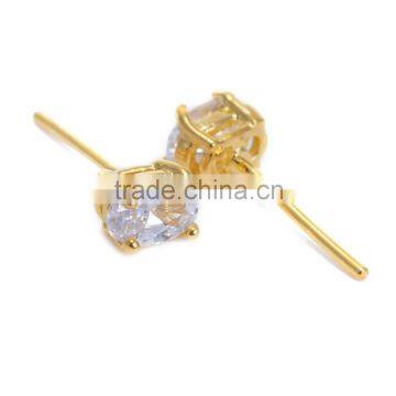 High Quality Oval Design Earrings Gold Plated CZ Dimond Stud Earrings