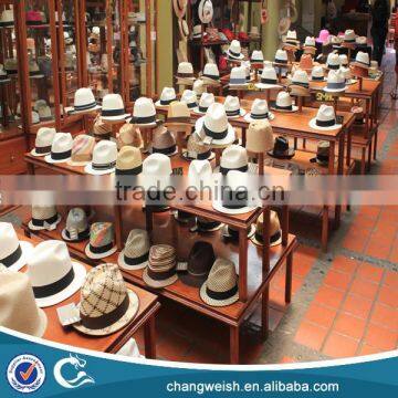 double-deck wooden hat display stand