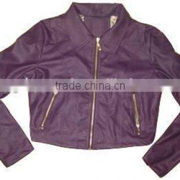 Apparel Stocklots Lady Fashion Washed PU Jacket leather jacket