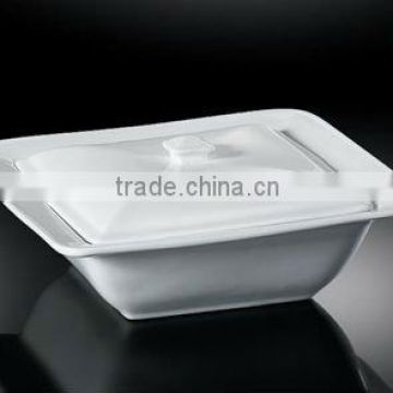 white color rectangular porcelain tureen w.lid H2399