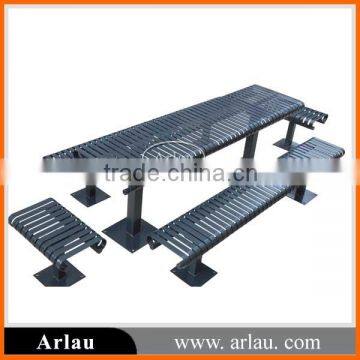 Hot-sale long steel outdoor picnic table chairs dining table with bench