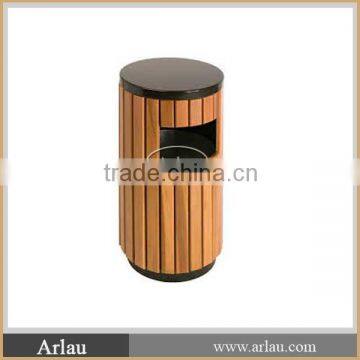 Arlau round outdoor wood trash bin Cylindric wood trash garbage bin