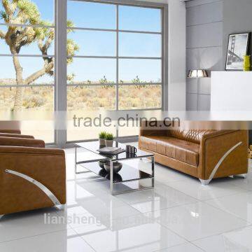 Pretty Appearance Hot Selling Comfortable Office Leather Sofa With Stainless Steel