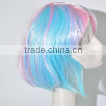 Short silk wave crazy multi color wig for bar N334