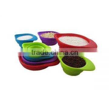 FDA Silicone Stackable and Space Saving Foldable Silicone Measuring Cups Set Measuring Tool photo-5