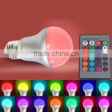 5W RGB LED Color Changing Lamp With Remote Controller Globe Bulb 85-265V E27 CJ-RGBQPD-006