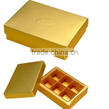 hot selling golden 6 cup insert chocolate paper box for party as gift