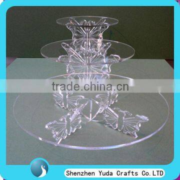 3 tiers clear acrylic butterfly wedding cake stand cheap