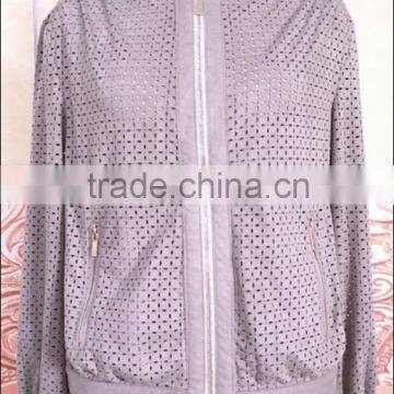 Hot Sale Fashion Women's Irregular Short Suede Jacket With Punched Hole