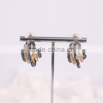 Fashion Gold Cuff Earring, Pave Crystal Rhinestone Metal Golden Earring Jewelry