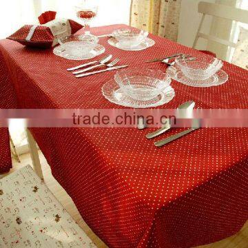 high quality rectangle beautiful dot printed cotton linen table clothing