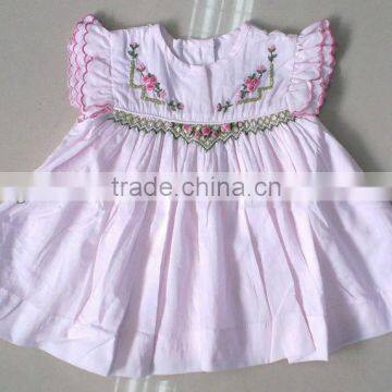 Pink Stripe Seersucker Smocked Children Clothing Wholesale photo-5