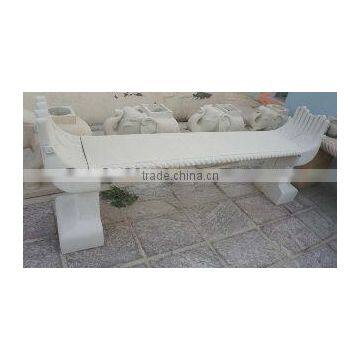 hand shaped white sandstone marble long bench