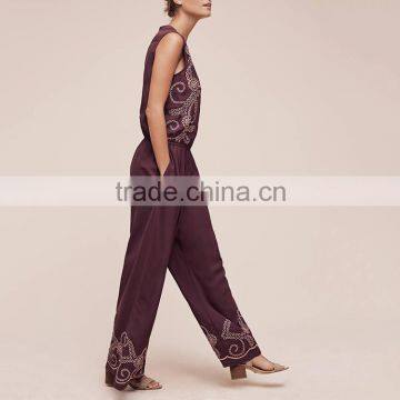 Apparel Manufacturer Casual v Neckline Print Sleeveless Long Jumpsuits photo-5