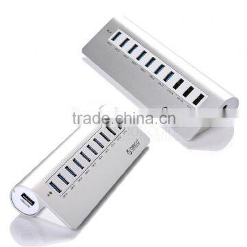 Wholesale mutil function aluminum usb 3.0 hub, 7port aluminum usb hub +3 port usb charger