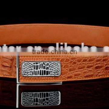 Genuine Crocodile Leather Belts for Men Classsic Buckle Belt Brown photo-6