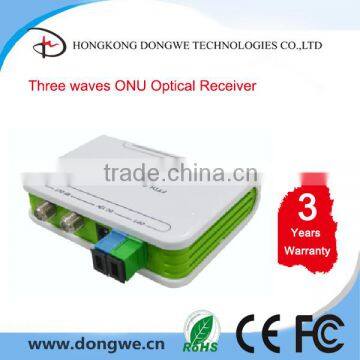 Single fiber three waves ONU Optical Receiver, CATV RF output+ PON 1490/1310nm