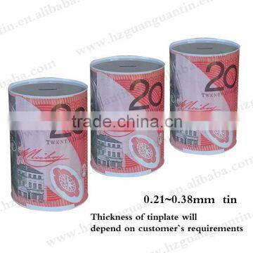 printed Tin made money box