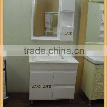 HZ manufacture supply floor standing style pvc / wooden modern bathroom mirrored cabinet