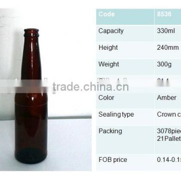 330ml empty beer bottle amber color