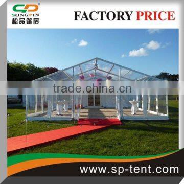 Outdoor cheap clear roof top wedding tent 15x10m with red carpet for sale