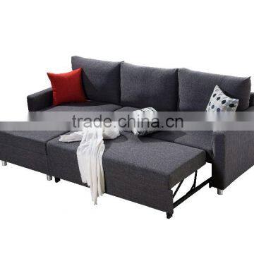 Fashion L Shaped Fabric Folded Sofa Cum Bed Design With Storage