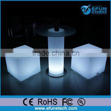 wireless party decor rgb illuminated led cube chair,white plastic light cube seat