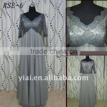 RSE-6 Direct manufacturers 2011 new ladies fashionable real gray chiffion evening dress