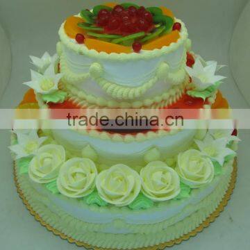 Artificial wedding/anniversary/birthday cake with fake ice cream rose decoration