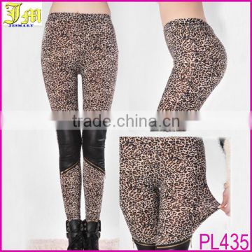 Sexy Women Girls Charm Leopard Print Zipper Skinny Stretch Tights Leggings