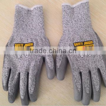 China level 5 anti cut pu or latex coated HPPE gloves