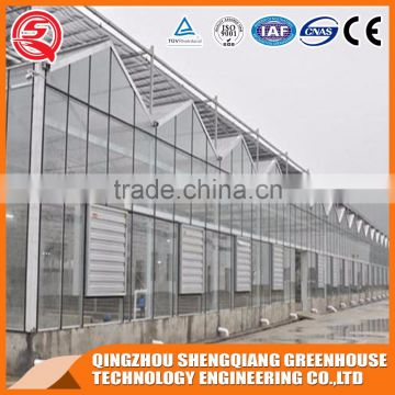 China factory direct steel frame glass greenhouse ventilation system