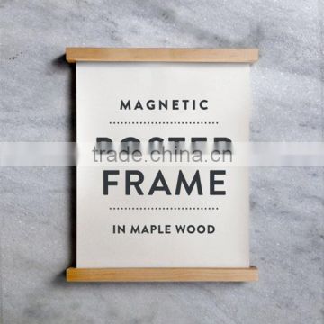 Maple Wood Poster Frame Customization Advertising Board Poster Hanger with Hanging Rope and Magnetics