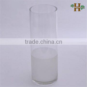 Handbolwn clear cylinder glass vase, simple part frosted glassware for home use