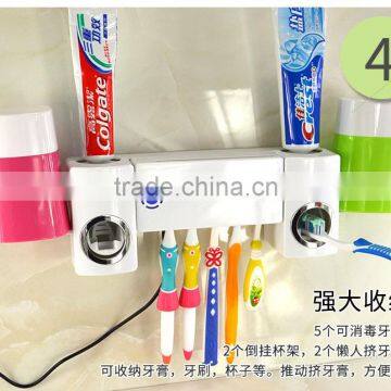 New Arrival Automatic Dual Toothpaste Holder Wall Mount UV Light Toothbrush Sterilizer Set For Wholesale photo-5