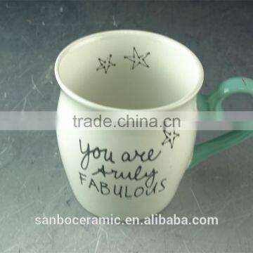 Ceramic Enamel Mug /coffee Mug Shapes 350 ml / 12 Oz Stoneware Print Mugs With Glazed Handle photo-3