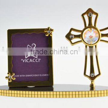 New Product 24K Gold Plated Cross Photo Holder With Crystals From Swarovski photo-4