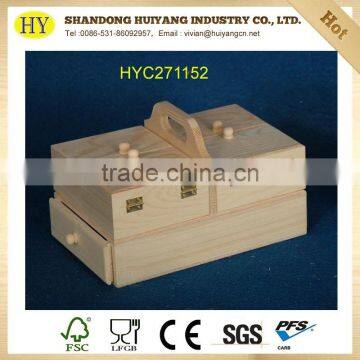 Two layer lightweight drawer wood sewing set box