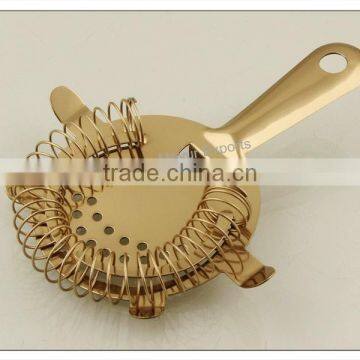 Stainless Steel Bar Strainer with Brass Finish