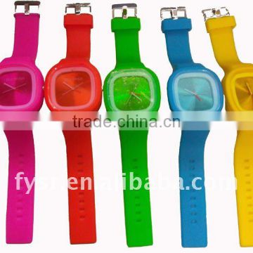 Colorful silicone rubber jelly watch for women