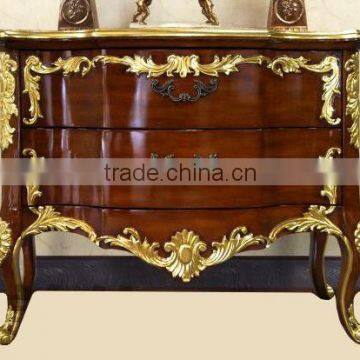 Classico European Style Ruby Red Solid Wood Carving Bombe Chest With Chinoiseries Landscape Handpainiting BF12-04244a photo-3