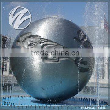 Outdoor stainless steel spinning water round ball fountain